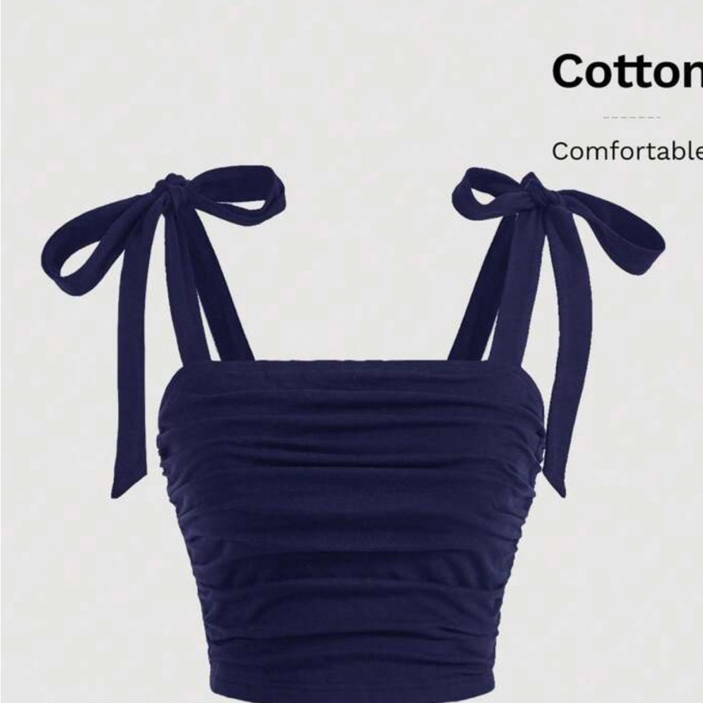 Navy Blue  Ruched Women's Top